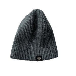 Furlux Knit Grey Rib Beanie Wool Cashmere